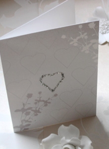 Unusual Wedding Card resplendent with large glittery heart motif. Left blank for you to share your w