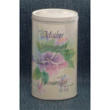 6 Collectible Treasure Tins with the message on the front ""A mother strengthens you with her