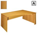 (A) Scandinavian Real Wood Veneer Right-Hand Curved Desk - Teak