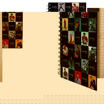 Glossy hardbacked wiro-bound journal with blank pages.