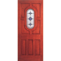 Acacia Dowel Door with Leaded Design Glass (D)44x(H)2032x(W)813mm (80x32 inch)