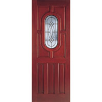 Acacia Dowelled Door with Black Patina Double Glass (D)44mm (1 3/4in.)