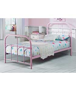 Acacia Pink Single Bedstead with Sprung Mattress