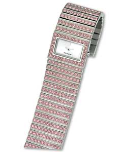 Accu.2 Ladies Pink Stone Set Bracelet Watch