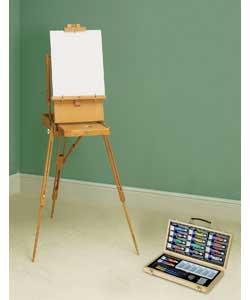 Acrylic Deluxe Wooden Painting Box and Easel Set