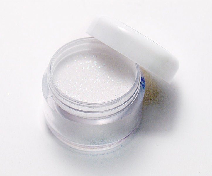 Acrylic Powder with Flakes of White Glitter