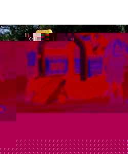 Basketball, toss ring and goal game.  A small built-in slide and printed target with squeaker in the