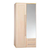 This maple effect 2 door 2 drawer wardrobe is from the Adelaide range with its simple walnut, maple 