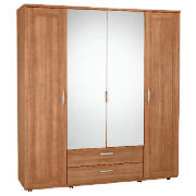 This walnut effect 4 door 2 drawer wardrobe from the Adelaide range has a simple walnut effect finis