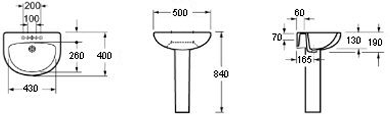 Unbranded Aerial Compact Pedestal Basin