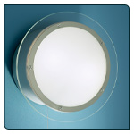 Round wall light supplied with both polished brass & polished chrome trims & toggles