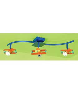 Multi colour finish with adjustable spot heads.Drop 16.5cm.Length 66cm S-bar.Requires 3 x 50 watt