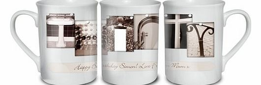 Affection Art Personalised Thirty Mug Item takes  5 working days   to make, before it can be sent out for delivery . Personalise this Affection Art Thirty Mug, made up of architectural images with a message up to 50 characters. Due to the nature of t