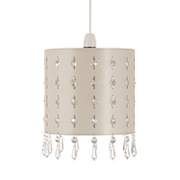 Unbranded AI269 MI - Mink Silk Pendant Shade c/w Glass Drops