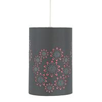 Unbranded AI836 FP - Fuschia and Black Cylinder Pendant Shade