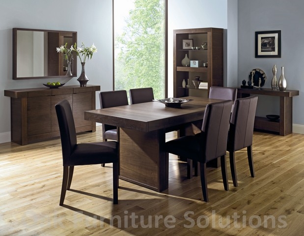 Unbranded Akita Walnut Square Back Brown Dining Chairs -