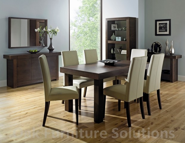 Unbranded Akita Walnut Tapered Back Ivory Dining Chairs -