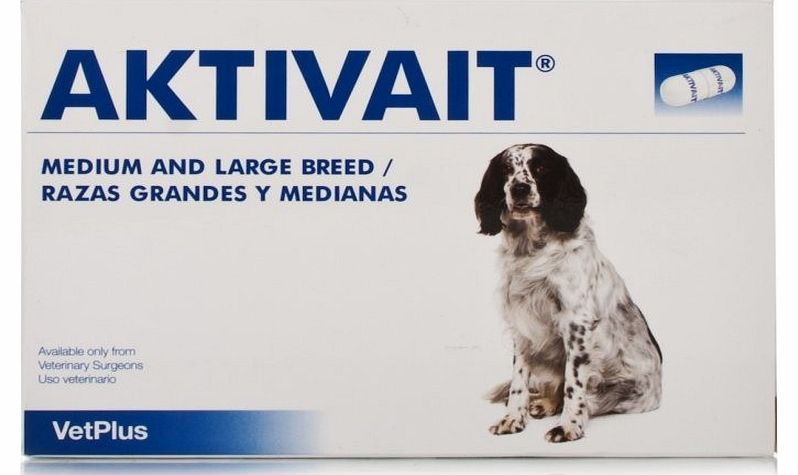 Aktivait Medium and Large Breed Capsules are designed to help with brain ageing in dogs and can help to keep them functioning happily and healthily. Dogs can often experience disorientation, loss of house training, irregular sleep patterns and reduce