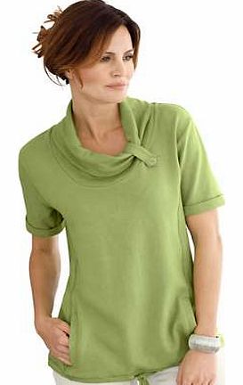 Fab casual top with tab and button detail on the neckline. With 2 side pockets, drawstring hem and short sleeves with turn-ups. Alessa W Top Features: Roll neck Short sleeves Delicate wash max. 30�C 95% Cotton, 5% Elastane Length approx. 70 cm (28 in