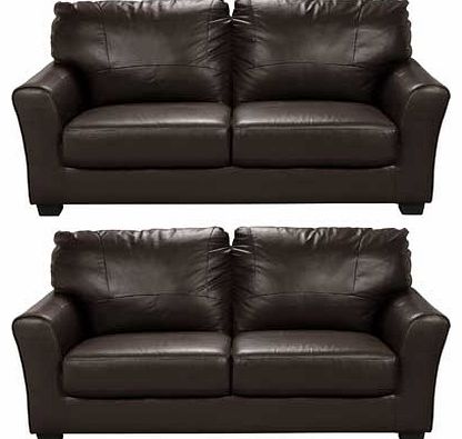 Unbranded Alessio 2 Leather Regular Sofas - Chocolate