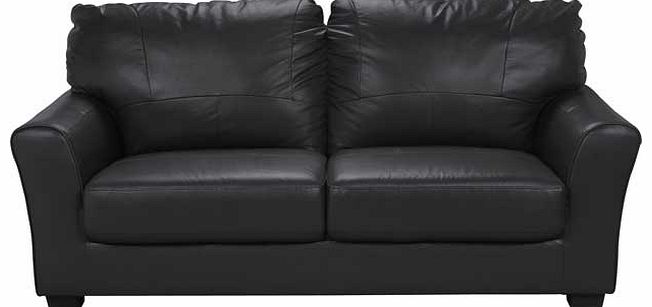 Unbranded Alessio Leather Regular Sofa - Black