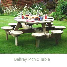 Picnic Tables Benches with Free Delivery from Rawgarden. Alexander Rose Belfry Picnic Table Pine - S