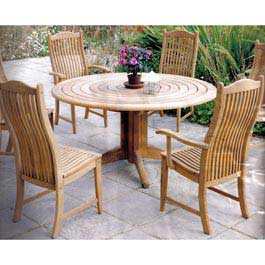 The Alexander Rose Bengal Round Pedestal Table is made from Teak. This traditional hardwood is perfe