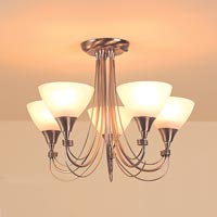 Alfaro Five Light Semi Flush Antique Brass Effect