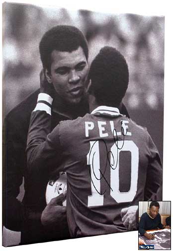 Unbranded Ali embracing Pelandeacute; and#8211; Special edition large Canvas signed by Pele