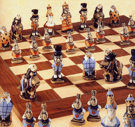 Alice In Wonderland Chess Set Hand Painted