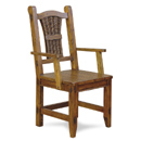 Alicia rattan and wood dining chair with arms