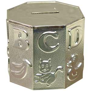 Unbranded Alphabet Octagonal Silver Plated Money Box Gift