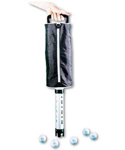 Makes ball pick-up easy. Lightweight durable aluminium tube. Hard wearing nylon bag which holds up