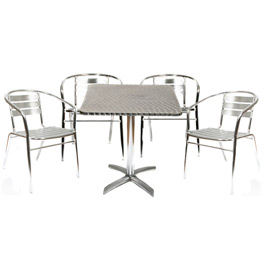Aluminium Bistro Set - 70cm Square Flip Top Table 4 Chairs. This compact and yet stylish bistro set 