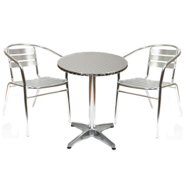 Unbranded Aluminium Bistro Set -  60cm dia table and 2