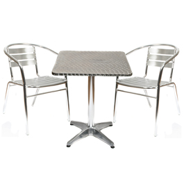Unbranded Aluminium Bistro Set - 70cm Square Flip Top and