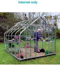 Unbranded Aluminium Curved Eave Greenhouse with Safety Glass - 8x10ft