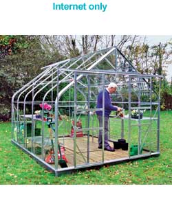 Unbranded Aluminium Curved Eaves Greenhouse with Safety Glass - 6x4ft