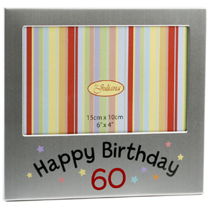 This simple but highly effective Aluminium Happy 60th Birthday Photo Frame is perfect for giving a s