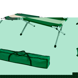 Aluminium frame Bed folds into a smart green shoulder/carry bag Standard delivery charge of 
