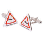 Onyx Art fashionable set of Always Wear a Condom cufflinks. These well made Onyx Art road sign