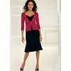 Three-quarter sleeve cardigan with ribbed waist and shoulder detail. Washable. 77 Viscose, 33 Cotton