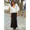 Long panelled fit and flare skirt. Free beaded belt. Concealed back zip. Washable. 96 Polyester, 4 E