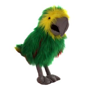 This large Amazon Green glove puppets has a full working mouth plus a loud squawk! Brightly coloured