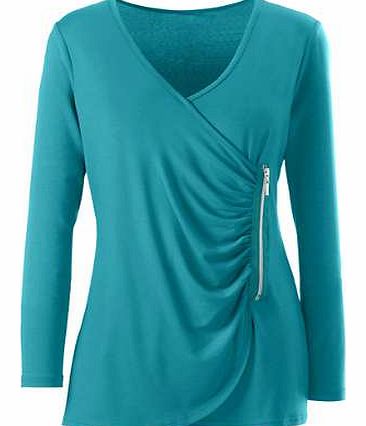 Elegant top in a wrap-over design with a decorative side zip. Featuring a lovely v-neckline and long sleeves. Ambria Top Features: V-neck Long sleeves Casual fit Washable max. 30C 95% Viscose, 5% Elastane Length approx. 70 cm (Size 16)