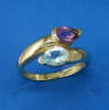 Amethyst & Light Blue Topaz Torque Ring