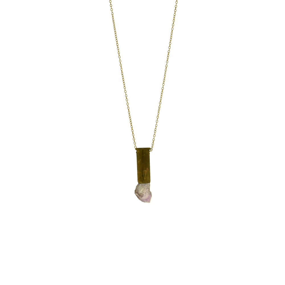 Unbranded Amethyst Bullet Necklace - Gold