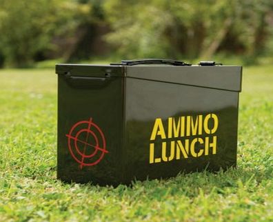 Ammo Lunch BoxWhether a school recruit or a little older on the office battlefield, this ammunitions style storage box makes the perfect lunch box.Throw away your boring plastic lunch box, its never going to protect your lunch like this rugged steel 