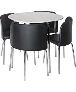 Unbranded Amparo White Finish Dining Table and 4 Black