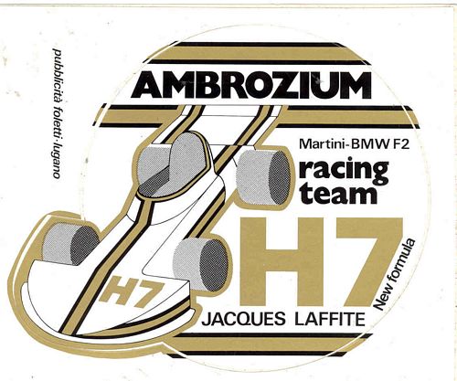 Amrozium Martini Racing Team Sticker - Jacques Laffite (14cm x 12cm)